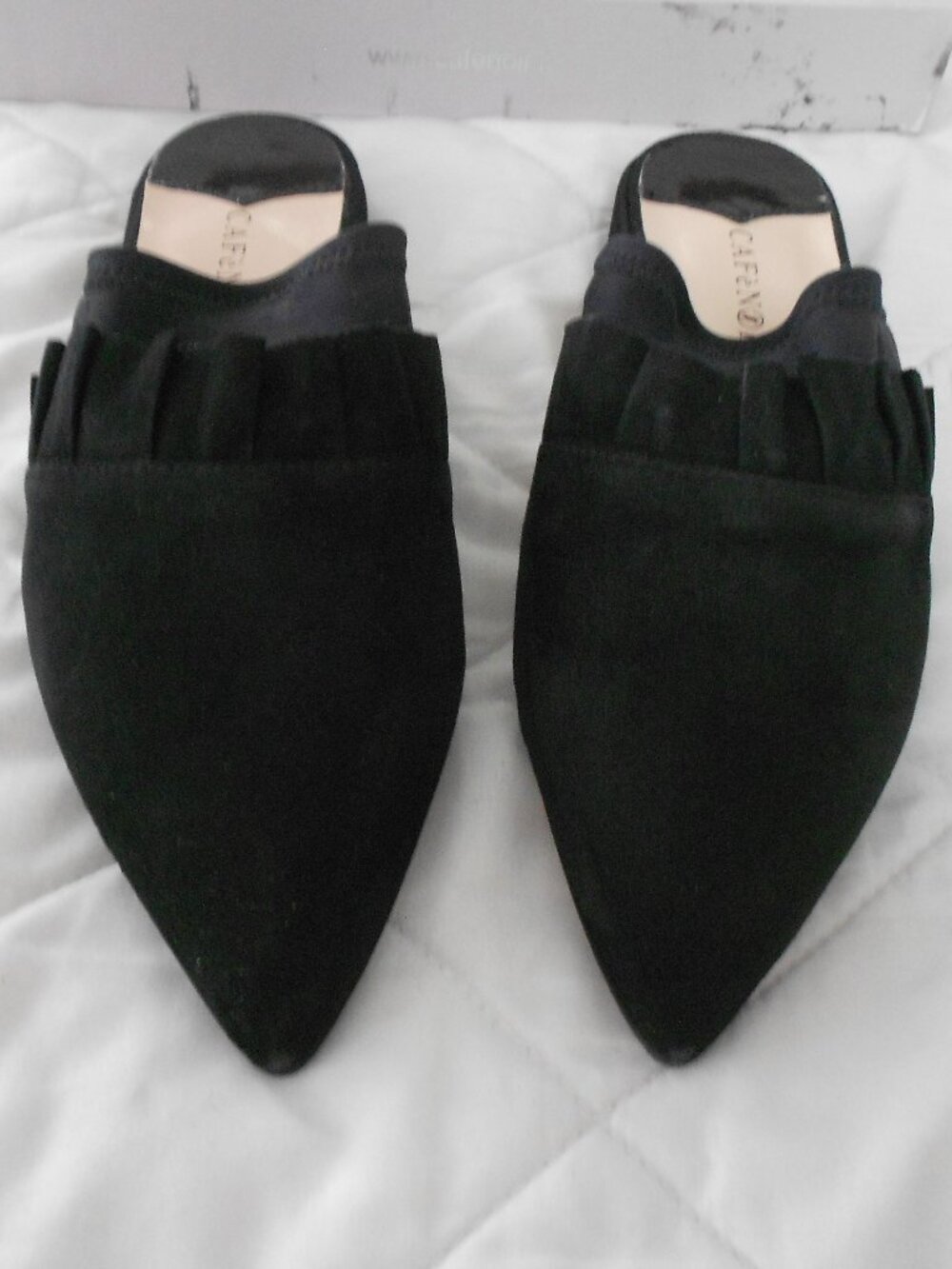 CafeNoir Black Suede Slides